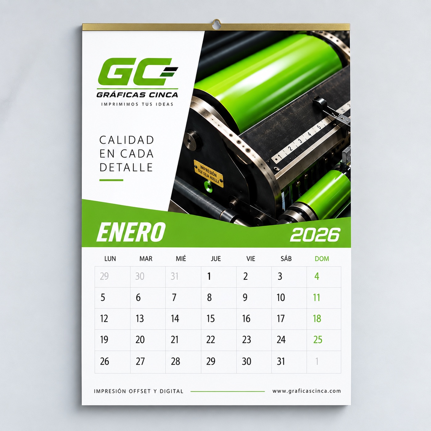Calendario de pared con mensual personalizado  con varilla
