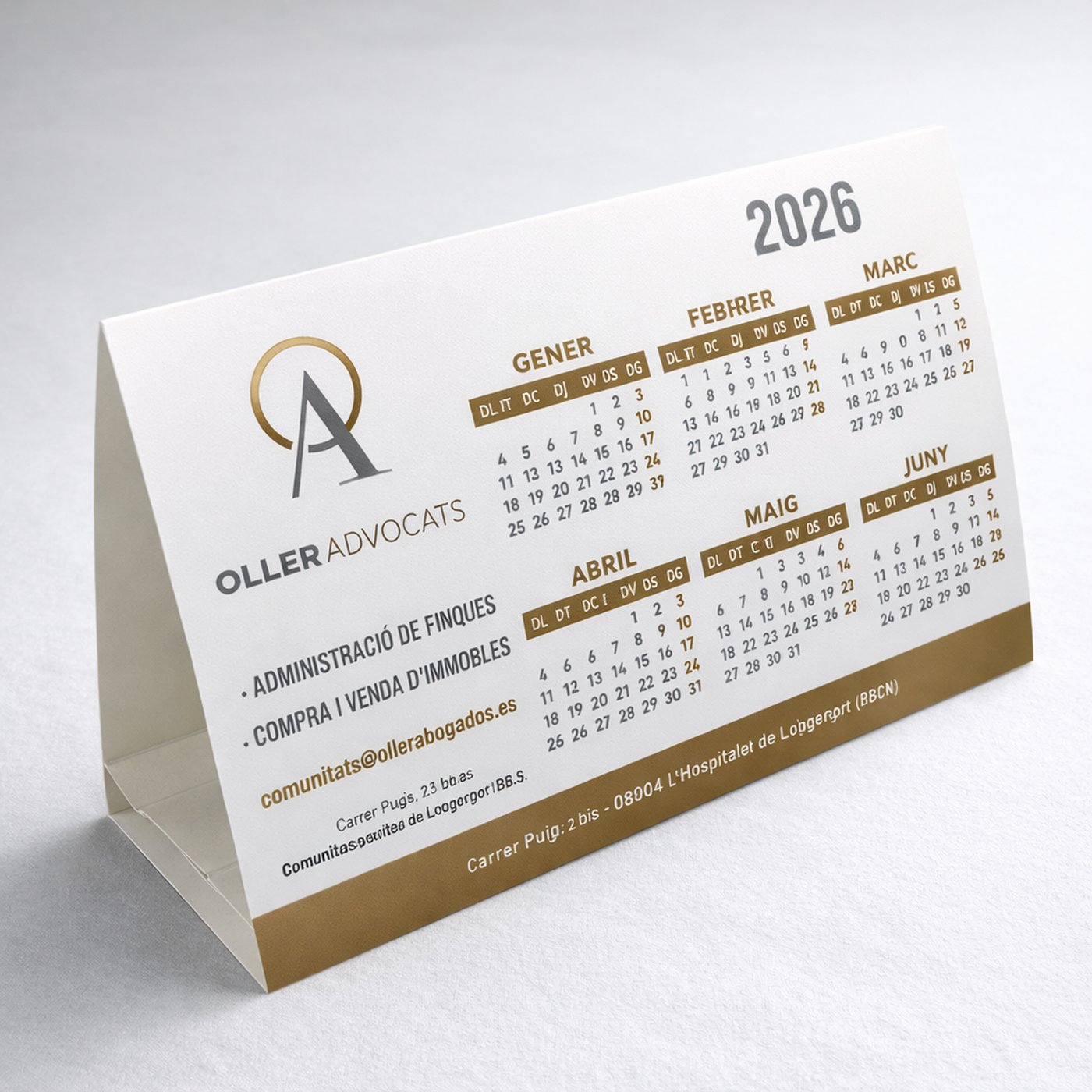 calendario de sobremesa automontable semestral personalizado para empresas