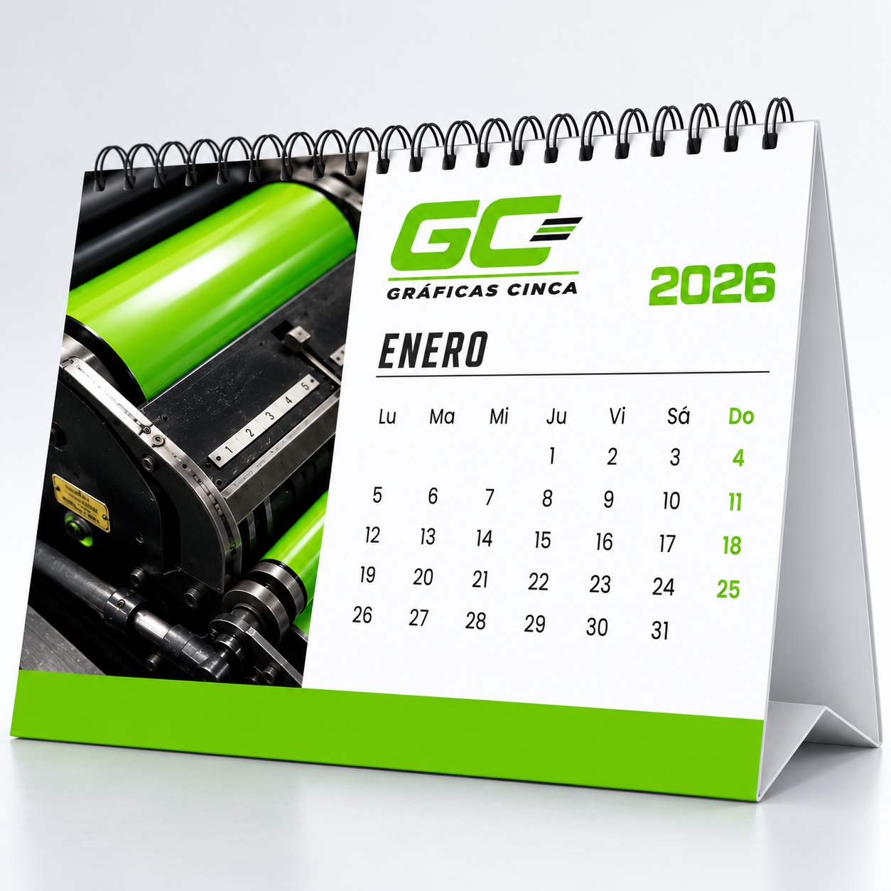 calendario de sobremesa personalizado con encuadernación en espiral